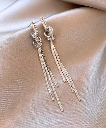 Skinny Silk Copper Alloy Tassel Drop Earrings QZ017 JEW-EAR241023