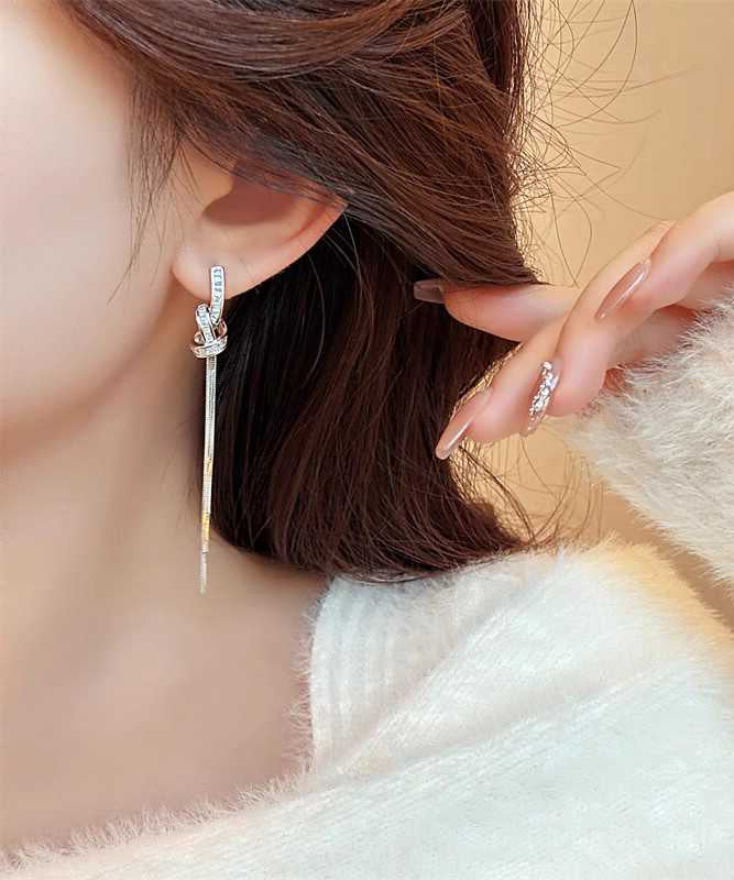 Skinny Silk Copper Alloy Tassel Drop Earrings QZ017 JEW-EAR241023