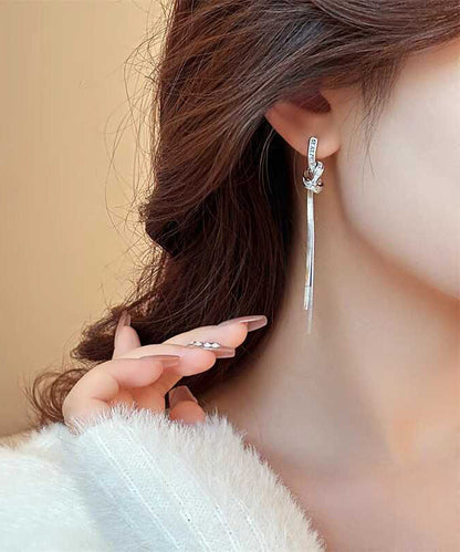 Skinny Silk Copper Alloy Tassel Drop Earrings QZ017 JEW-EAR241023