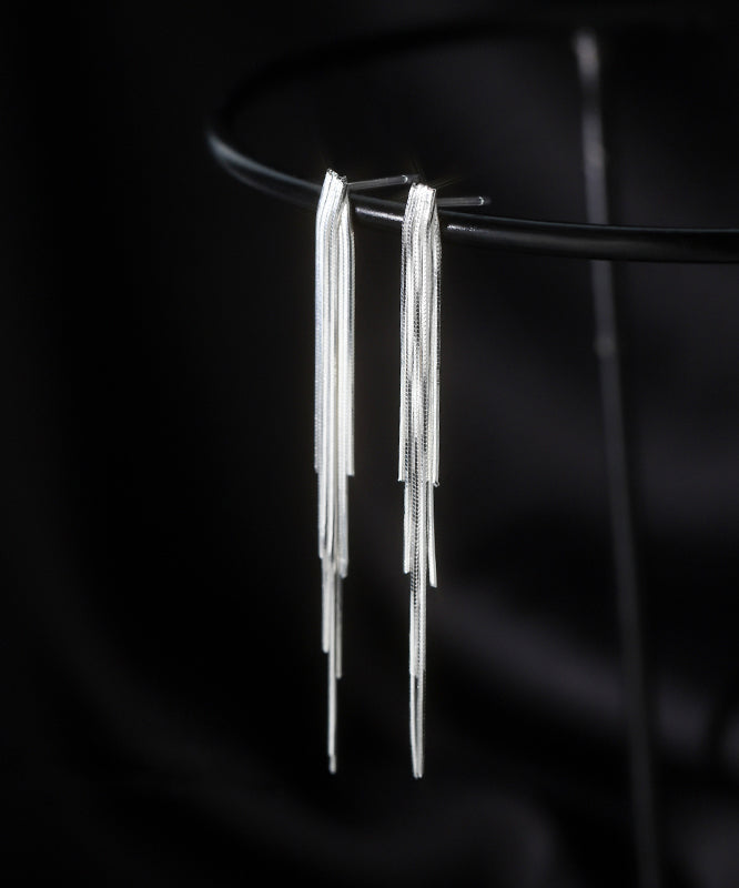 Skinny Silk Sterling Silver Overgild Tassel Drop Earrings EY006 ABC