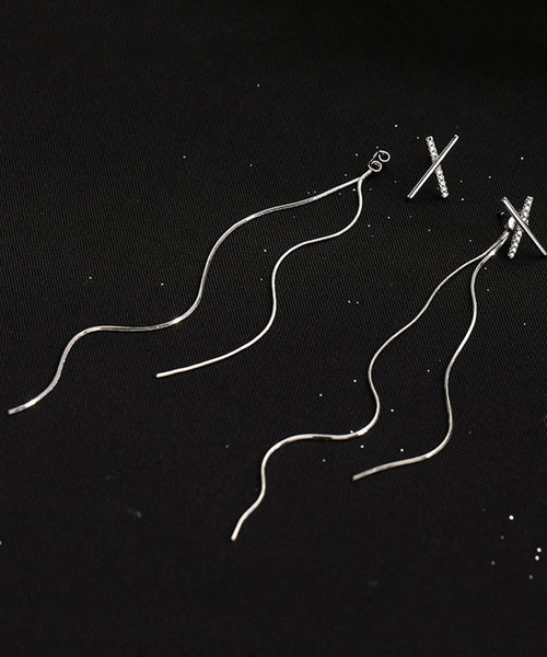 Skinny Silk Sterling Silverr Tassel Drop Earrings YD034 ABC