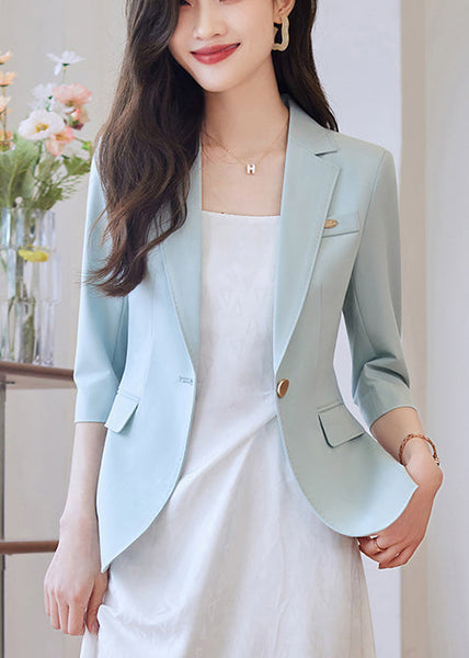 Sky Blue Spandex Jackets Notched Half Sleeve YJ055 ABC