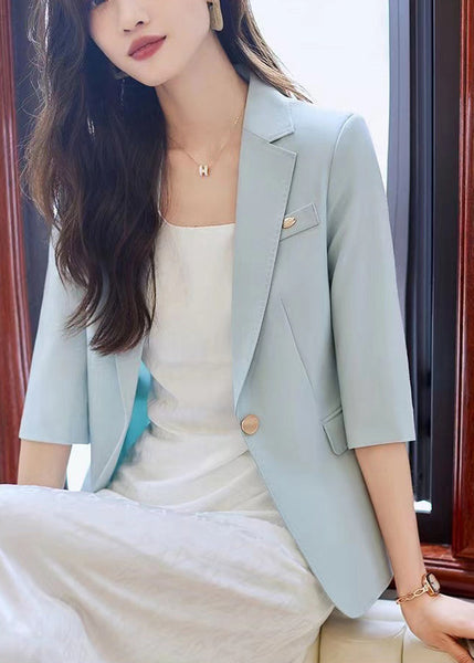 Sky Blue Spandex Jackets Notched Half Sleeve YJ055 ABC