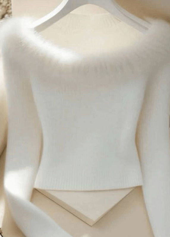 Slim Fit Black Fur Collar Cotton Knit Sweater Winter RK007 ABC