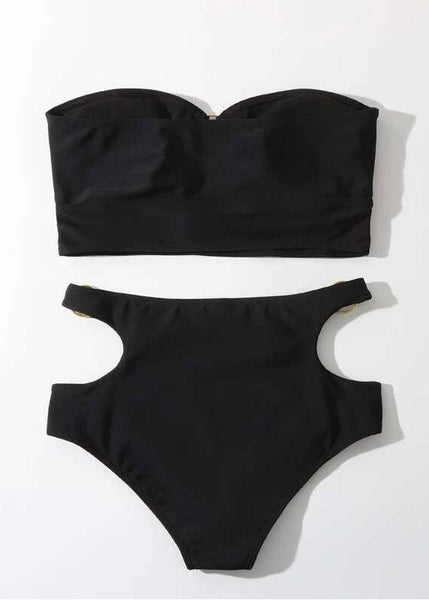 Set Fit Black Hollow Out Slim Lingerie FashionChic