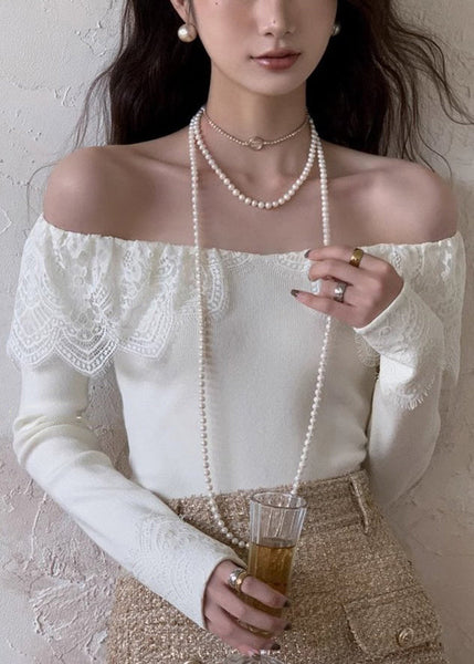 Patchwork Black Fall Cotton Fit Lace Slim Shirt T FashionChic