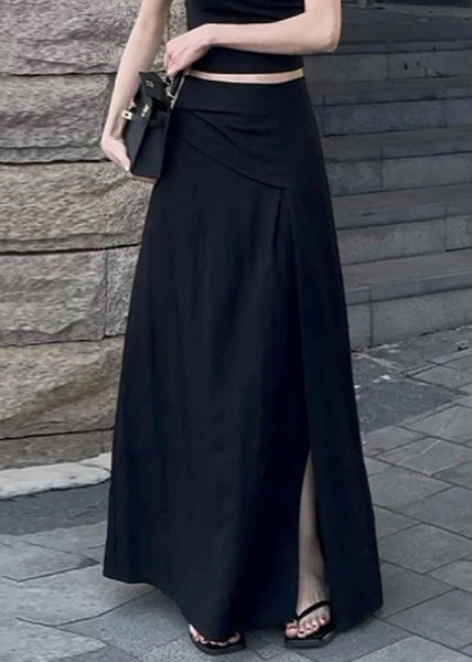 Summer Open Waist High Side Cotton Black Skirts Slim Fit FashionChic