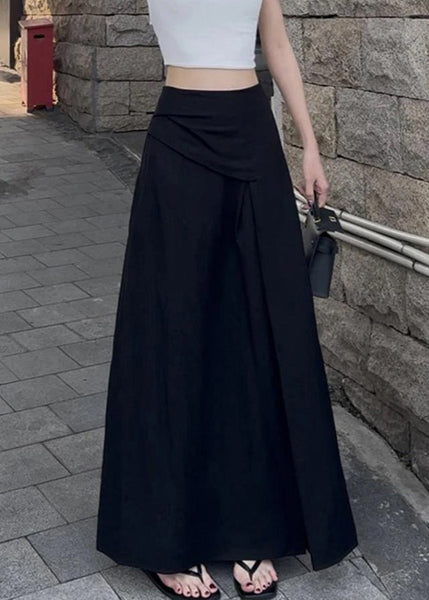 Summer Open Waist High Side Cotton Black Skirts Slim Fit FashionChic