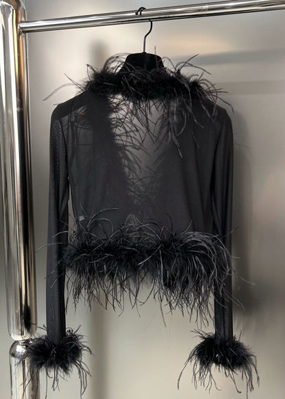 Slim Fit Black Tasseled Lace Up Patchwork Shirts Fall WY002 OM-OL241106