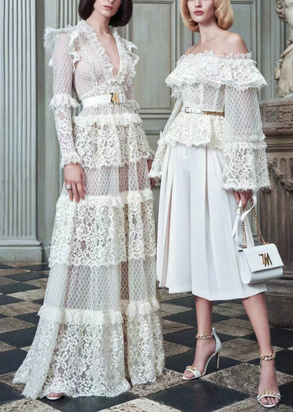 Slim Fit Black V Neck Hollow Out Lace Dress Long Sleeve AA1027 Ada Fashion