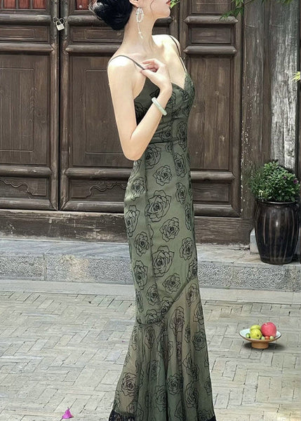 Fit Strap Lace Blackish Spaghetti Neck Green V Patchwork Slim FashionChic