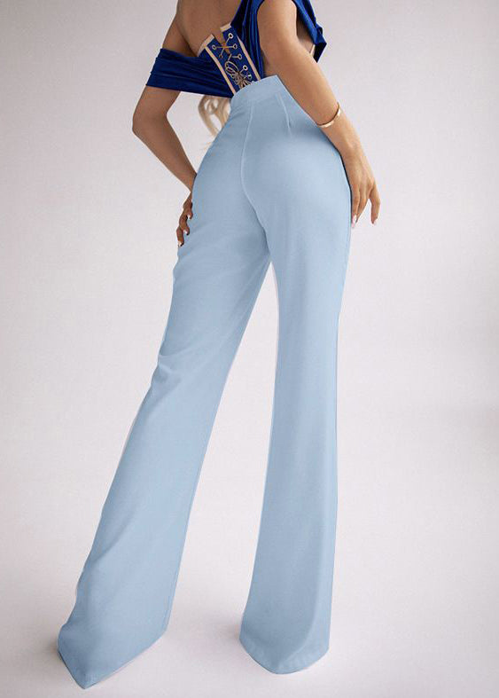 Patchwork Hollow Summer Out Slim Blue Spandex Pants Fit FashionChic