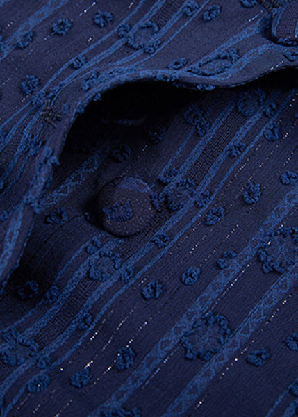 Blue Shirt Peter Fit Pan Summer Button Chiffon Slim Collar FashionChic