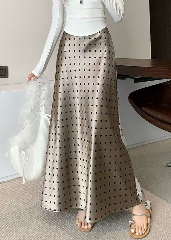 Dot Champagne Color Fall Slim Skirts Waist Fit Silk High FashionChic