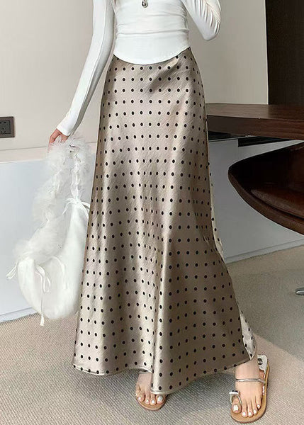 Dot Champagne Color Fall Slim Skirts Waist Fit Silk High FashionChic