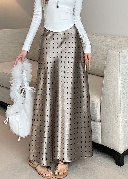 Dot Champagne Color Fall Slim Skirts Waist Fit Silk High FashionChic