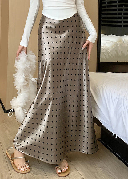 Dot Champagne Color Fall Slim Skirts Waist Fit Silk High FashionChic