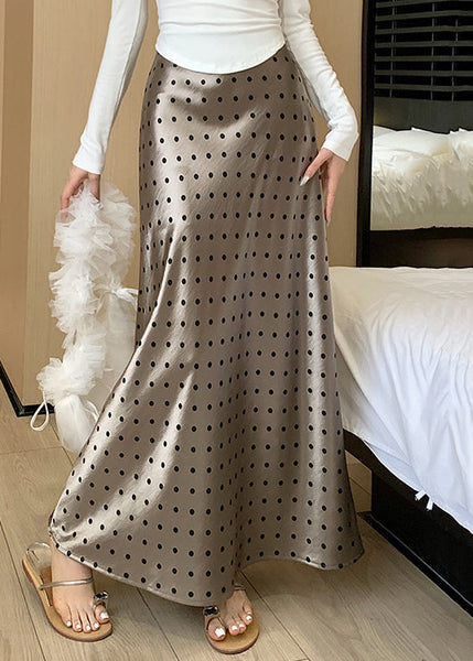 Dot Champagne Color Fall Slim Skirts Waist Fit Silk High FashionChic