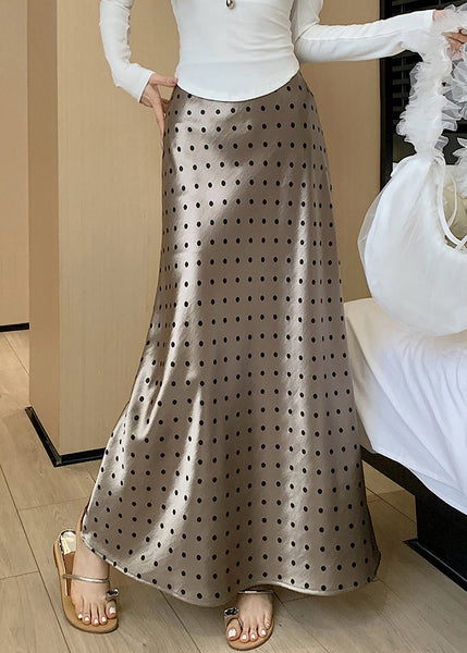 Dot Champagne Color Fall Slim Skirts Waist Fit Silk High FashionChic