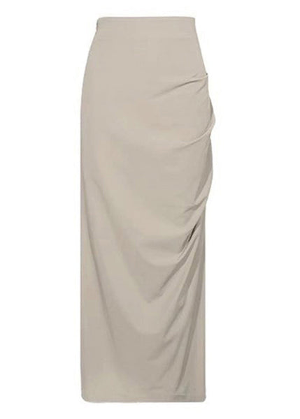 Open Side Skirts Waist Summer High Cotton Slim Khaki Fit FashionChic