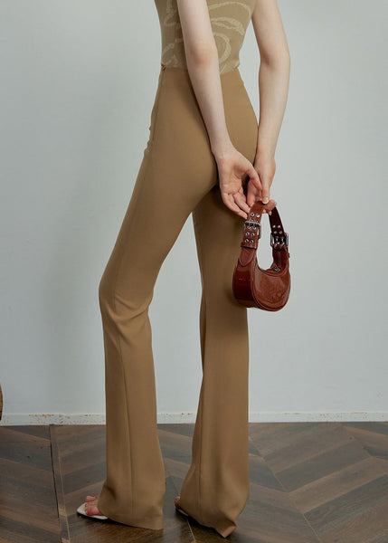 Solid Fit Waist Khaki Spandex Summer Pants Slim High FashionChic