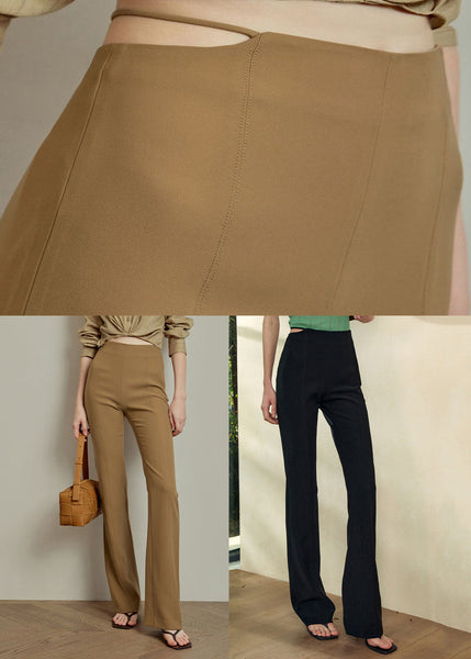 Solid Fit Waist Khaki Spandex Summer Pants Slim High FashionChic