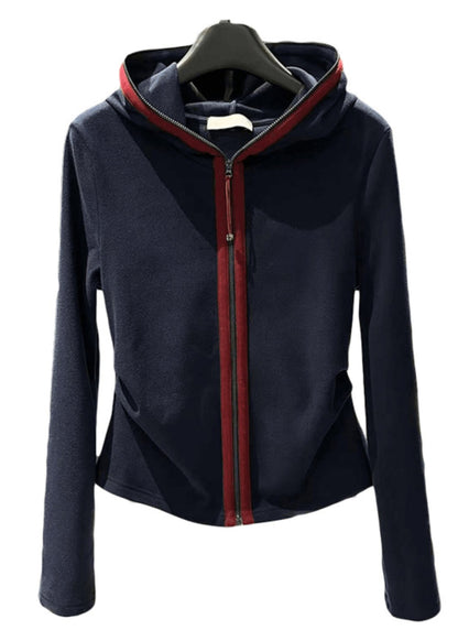 Slim Fit Navy Hooded Zip Up Cotton Coat Fall RK021 ABC