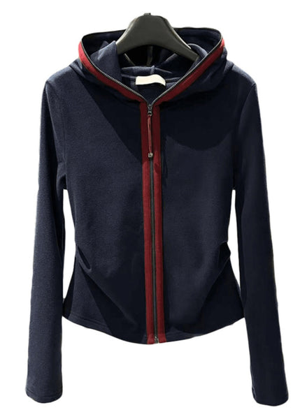 Slim Fit Navy Hooded Zip Up Cotton Coat Fall RK021 ABC