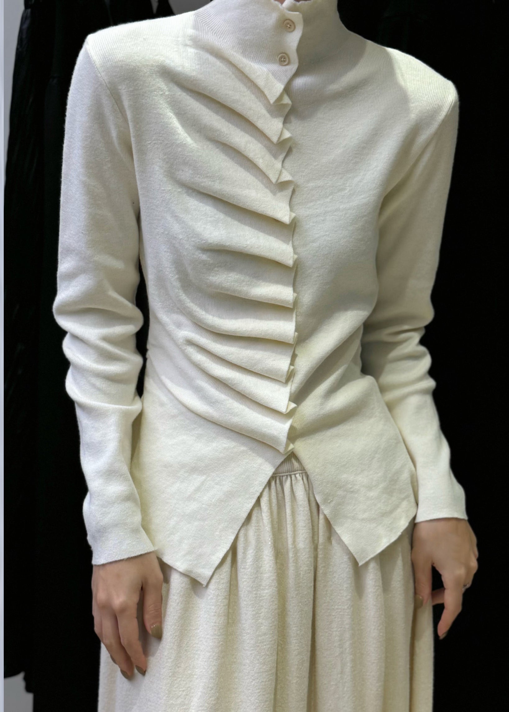 Slim Fit Oatmeal Wrinkled Button Knit Sweater Winte WM021 ABC