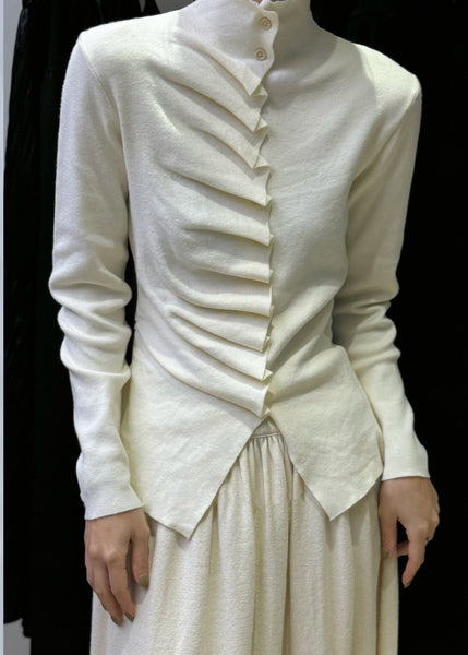 Slim Fit Oatmeal Wrinkled Button Knit Sweater Winte WM021 ABC