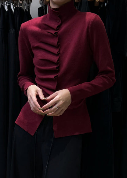 Slim Fit Oatmeal Wrinkled Button Knit Sweater Winte WM021 ABC