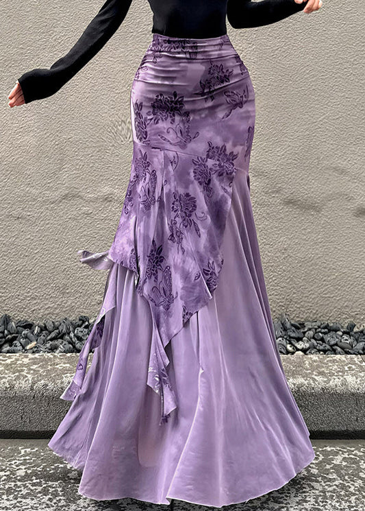 Skirt Purple Patchwork Summer Fit Asymmetrical Slim Tulle FashionChic