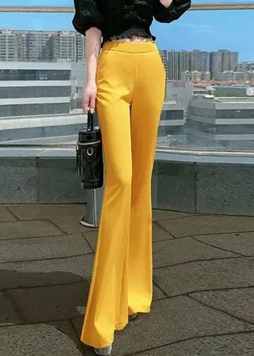 Flare Red Pockets Cotton Bottoms Fall Elastic Slim Waist Fit FashionChic