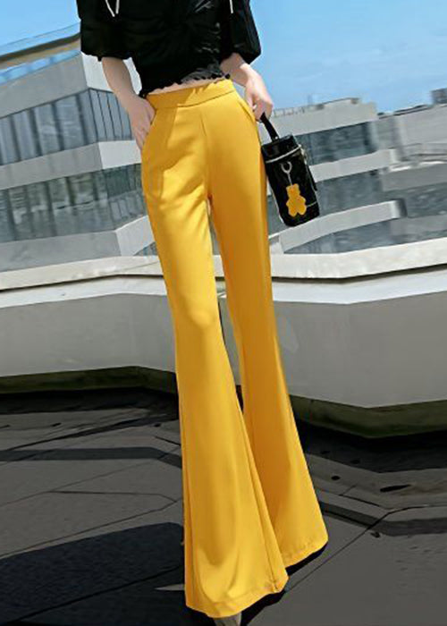 Flare Red Pockets Cotton Bottoms Fall Elastic Slim Waist Fit FashionChic