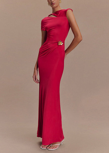 Original Slim Maxi Cotton Summer Rose Fit Dresses Design Backless FashionChic