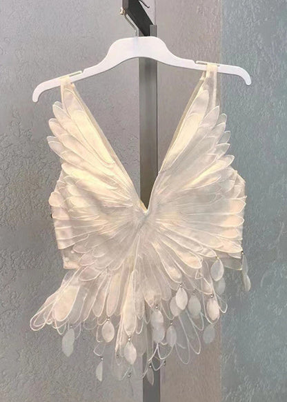 Neck Tank Cotton Design Original Sleeveless V White Fit Slim FashionChic