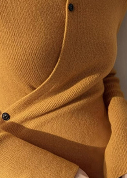 Slim Fit Yellow Asymmetrical Patchwork Knit Sweaters Spring TO008