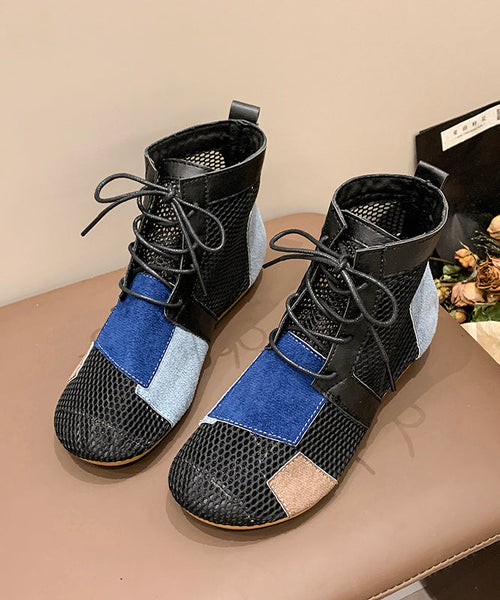 Soft Boots Beige Breathable Mesh Hollow Out Lace Up AP1060 shoe-XZ240905