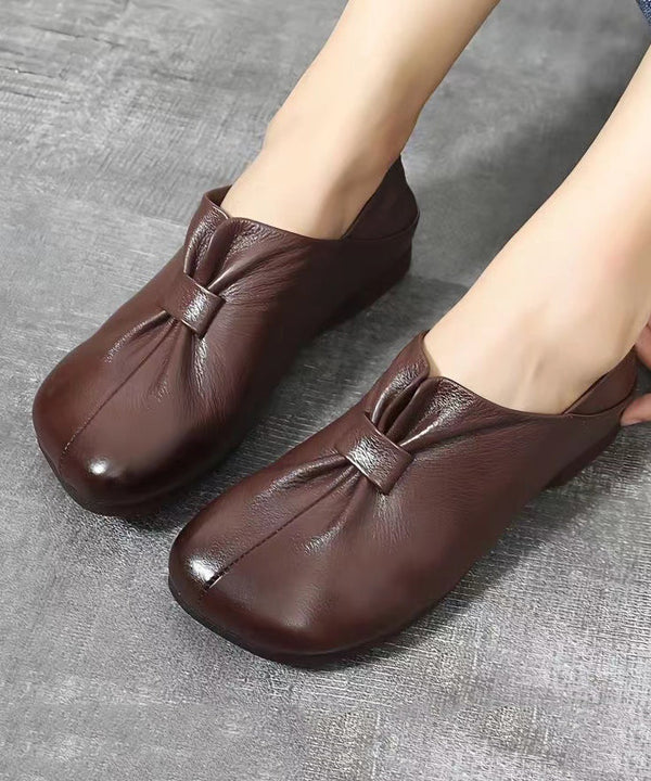 Soft Brown Splicing Wrinkle Flats Shoes SL1014 Ada Fashion
