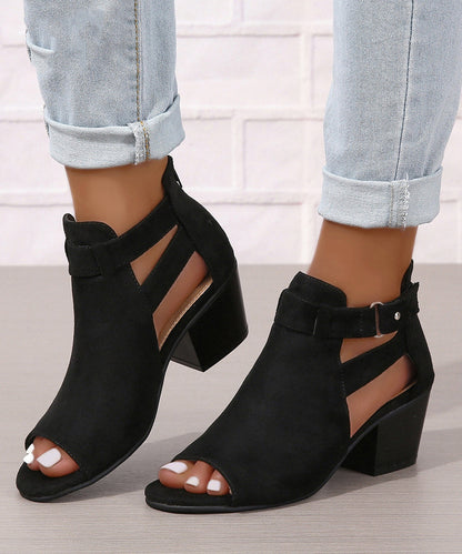 Soft Splicing Chunky Sandals Peep Toe Grey Suede AP1032 shoe-LX240905