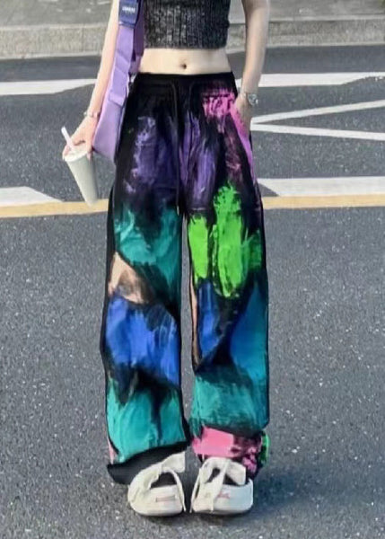 Streetwear Tie Dye Elastic Waist Wide Leg Pants Summer BV067 MZF-LPTS240702