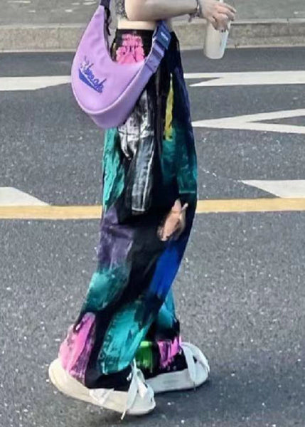 Streetwear Tie Dye Elastic Waist Wide Leg Pants Summer BV067 MZF-LPTS240702