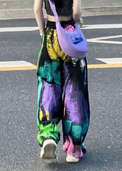 Streetwear Tie Dye Elastic Waist Wide Leg Pants Summer BV067 MZF-LPTS240702