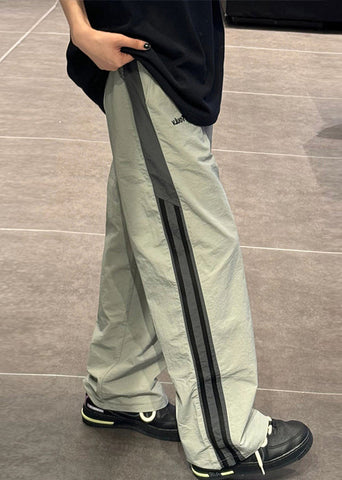 Cotton Waist Striped Thin Elastic Pants Patchwork Green Mens FashionChic