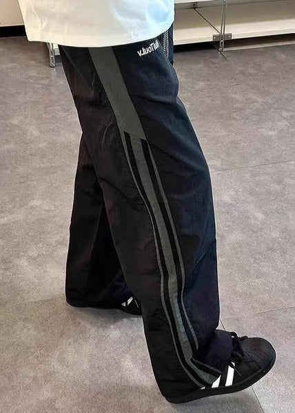 Cotton Waist Striped Thin Elastic Pants Patchwork Green Mens FashionChic