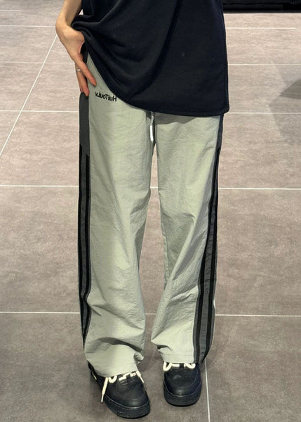 Cotton Waist Striped Thin Elastic Pants Patchwork Green Mens FashionChic