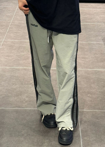 Cotton Waist Striped Thin Elastic Pants Patchwork Green Mens FashionChic