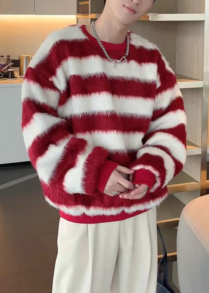 Striped Red O Neck Cozy Ma Hai Mao Men Sweater Fall QH029 MENSW241019