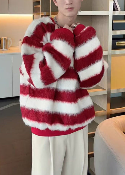 Striped Red O Neck Cozy Ma Hai Mao Men Sweater Fall QH029 MENSW241019
