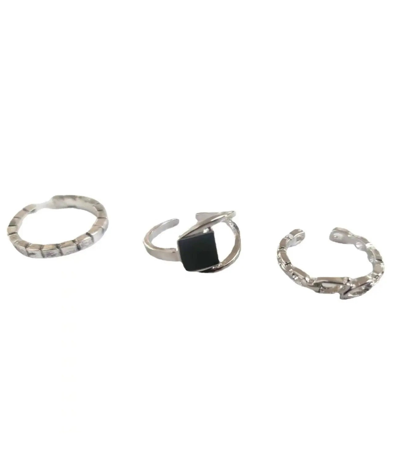 Set Style Alloy Three-Piece Rings Out Agate Hollow FashionChic
